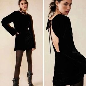 Free People, Chelsey Velvet mini dress in black, Size XS — NWOT